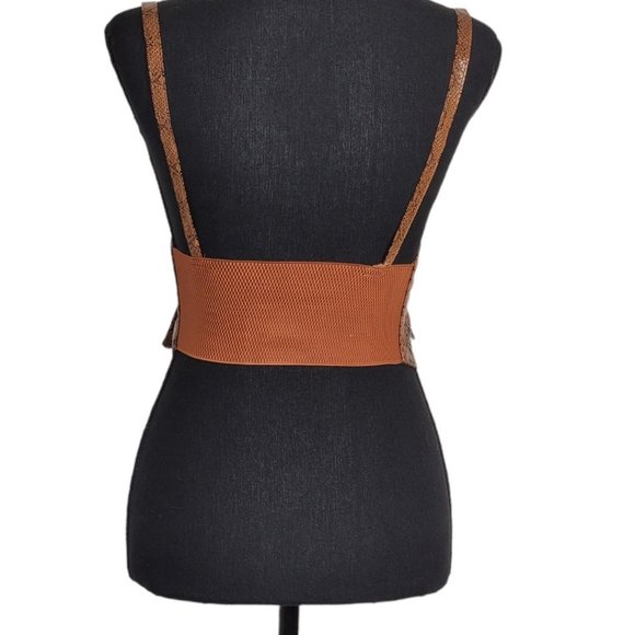 Women Palomino Snakeskin Print Leather Suspender Harness Belt Brown - Picture 4 of 4